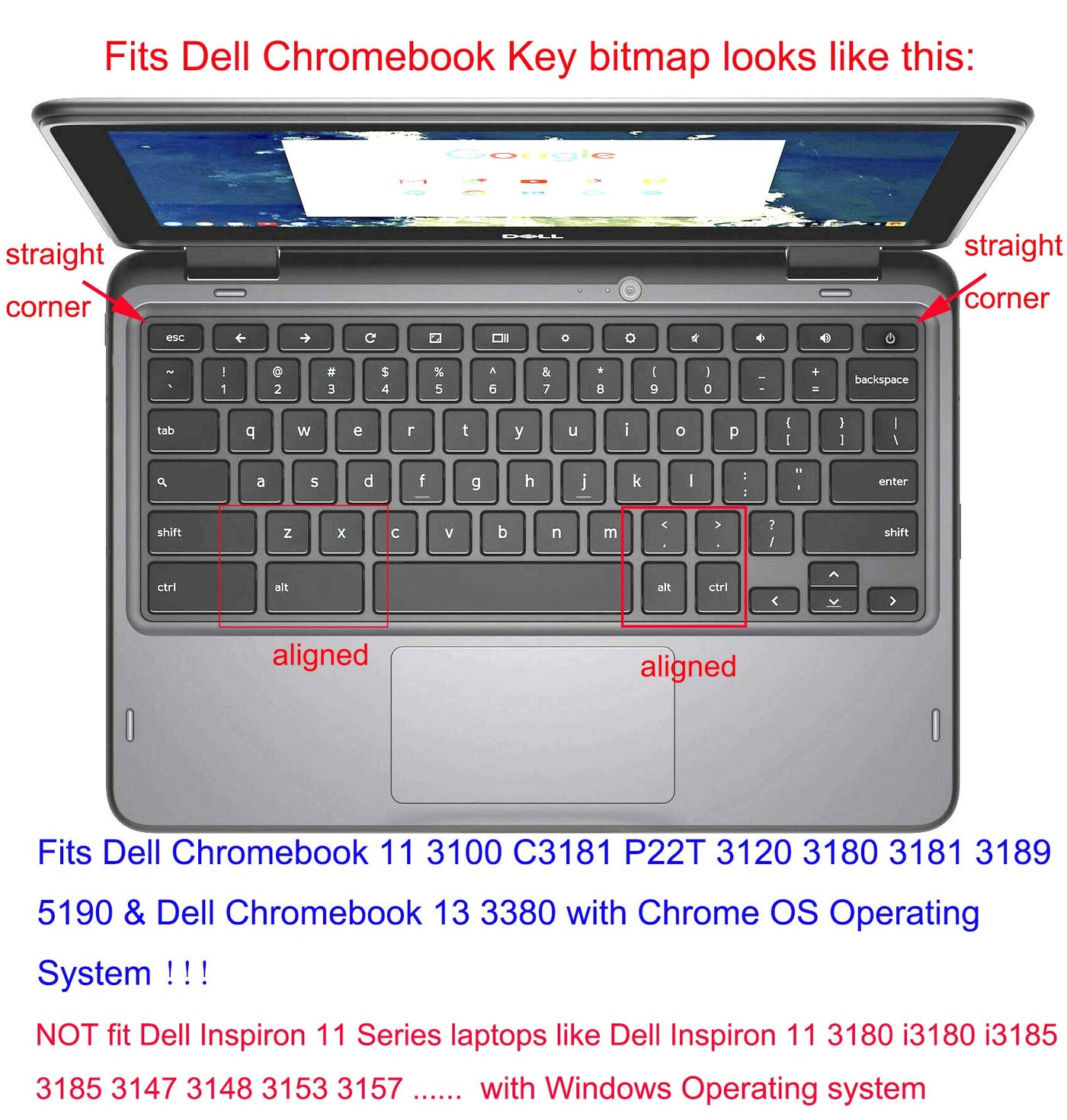 Keyboard Skin Compatible for Dell Inspiron 11" Chromebook 3100 C3181 P22T 3120 3180 3181 3189 5190 & Dell Chromebook 13 3380 (NOT Compatible for Dell Inspiron 11 Windows System Laptop 3180) Ombre Pink